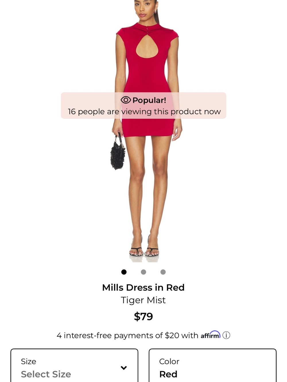 Tiger Mist Red Mini Dress with Keyhole Neckline